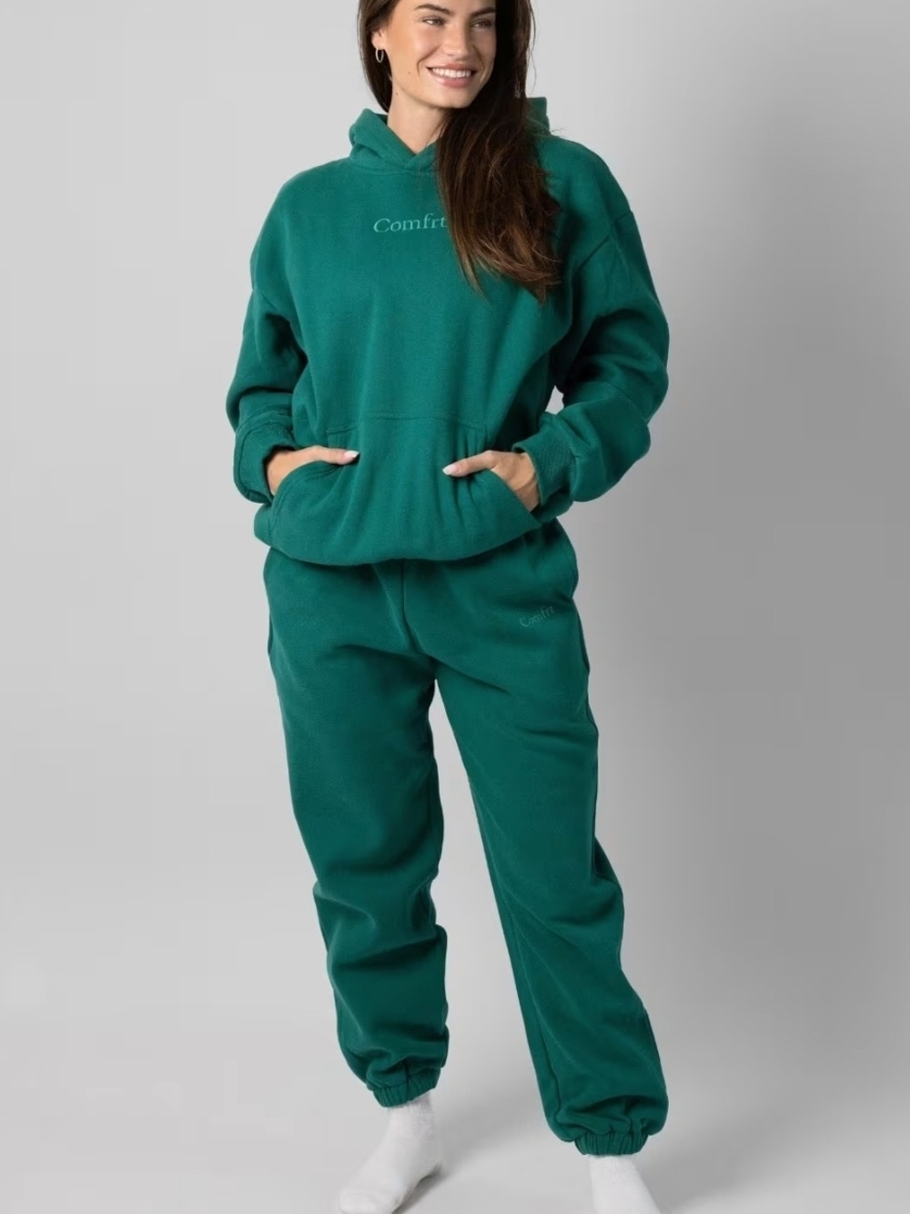 Comfrt Signature Fit Bundle
Hooded Sweatshirt & Joggers Set Large & XL in TEAL - Picture 5 of 6